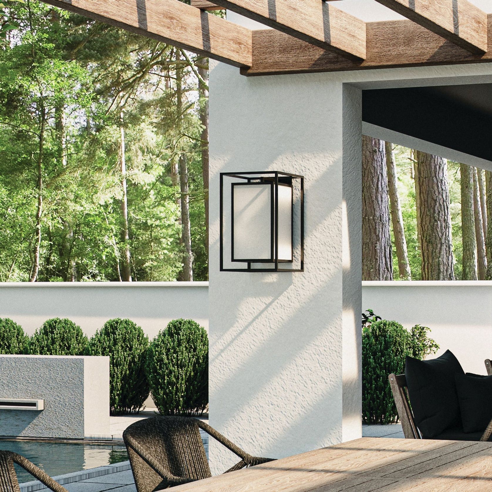 Merlo 1 Light Outdoor Wall Light - Large in Black gallery detail image