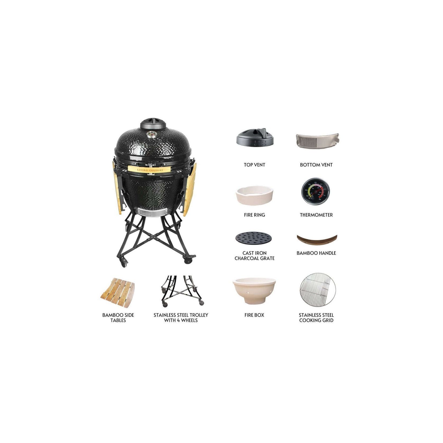 24-Inch Kamado Ceramic Charcoal Grill gallery detail image