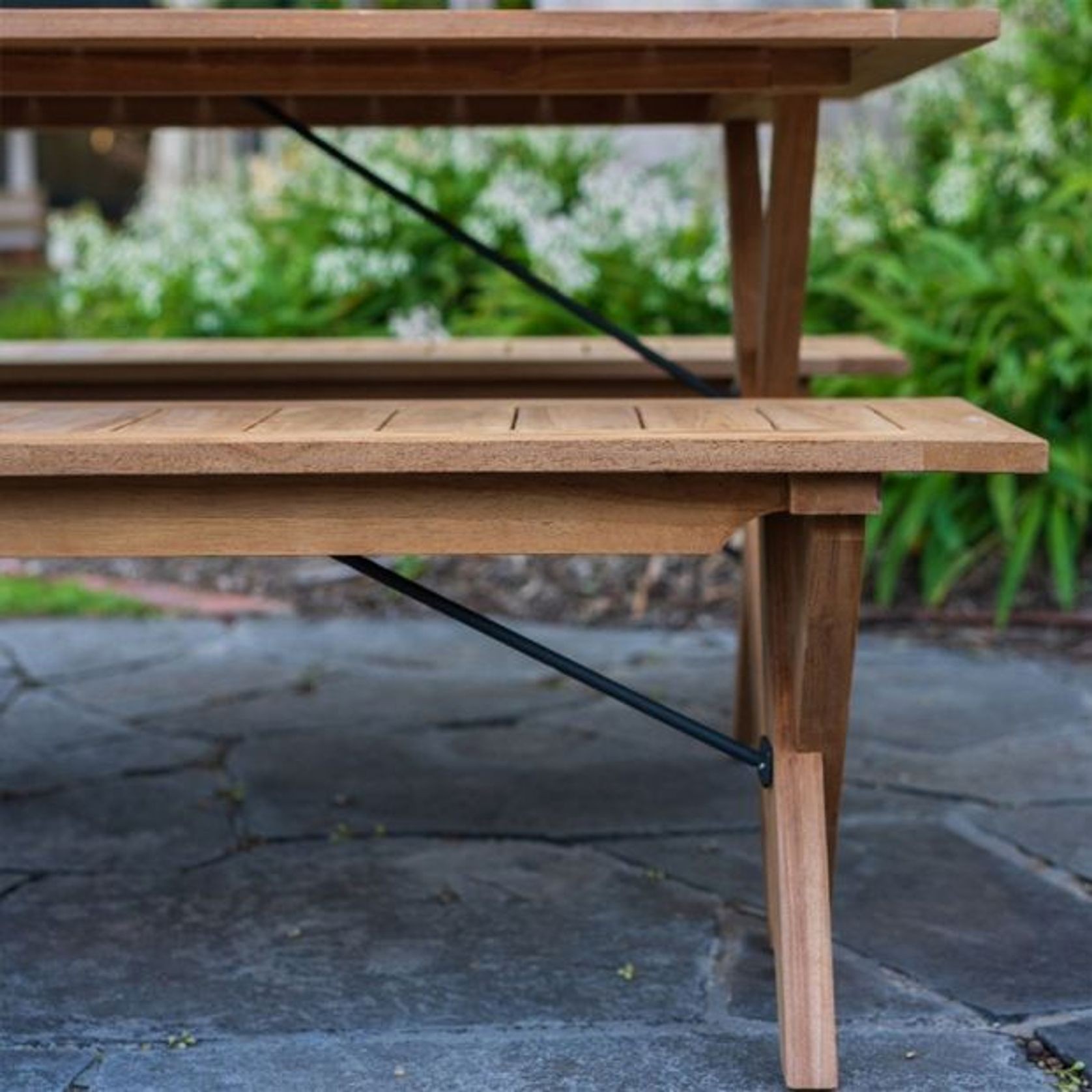 Issie Outdoor 1.8M Recycled Teak Table And Bench Seats gallery detail image