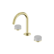 Serenity Basin Set Arc Spout With Carrara Handle Brushed Gold gallery detail image