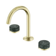 Serenity Basin Set Arc Spout With Verde Alpi Handle Brushed Gold gallery detail image
