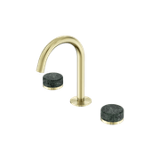 Serenity Basin Set Arc Spout With Verde Alpi Handle Brushed Gold gallery detail image
