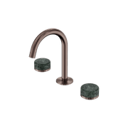 Serenity Basin Set Arc Spout With Verde Alpi Handle Brushed Bronze gallery detail image