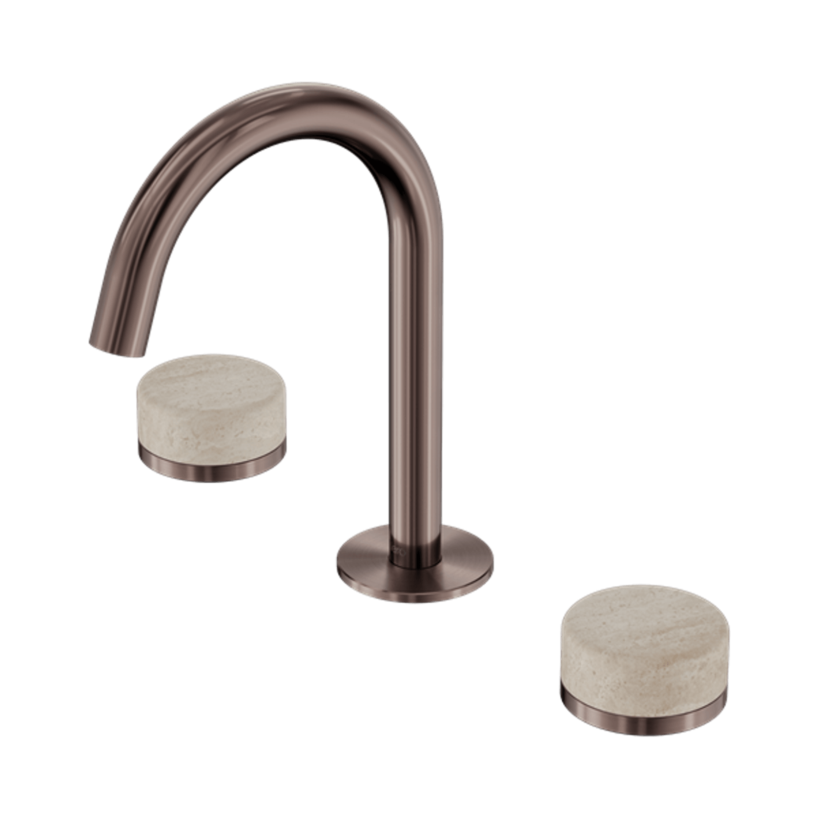 Serenity Basin Set Arc Spout With Rome Travertine Handle Brushed Bronze gallery detail image