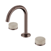 Serenity Basin Set Arc Spout With Rome Travertine Handle Brushed Bronze gallery detail image