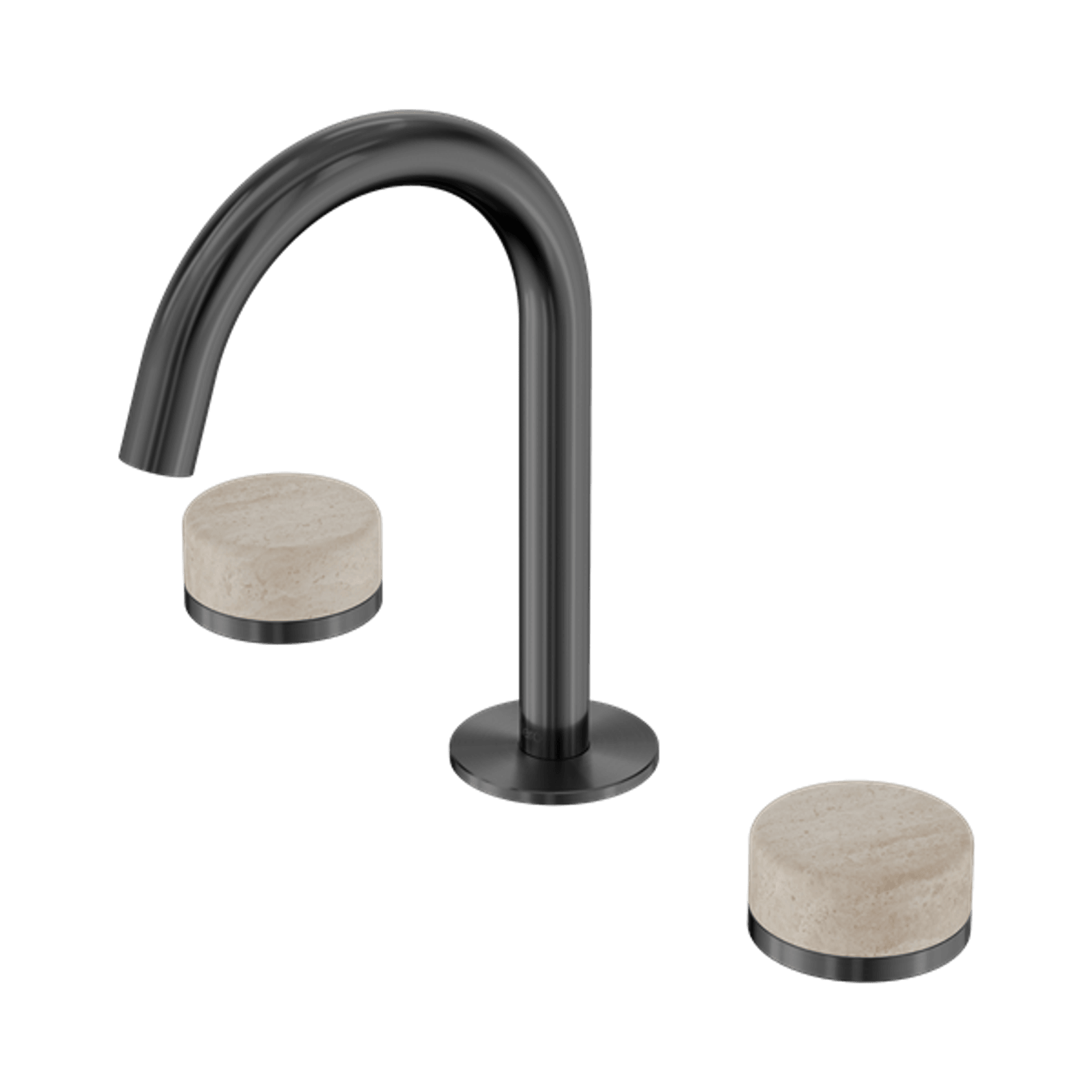 Serenity Basin Set Arc Spout With Rome Travertine Handle Gun Metal gallery detail image
