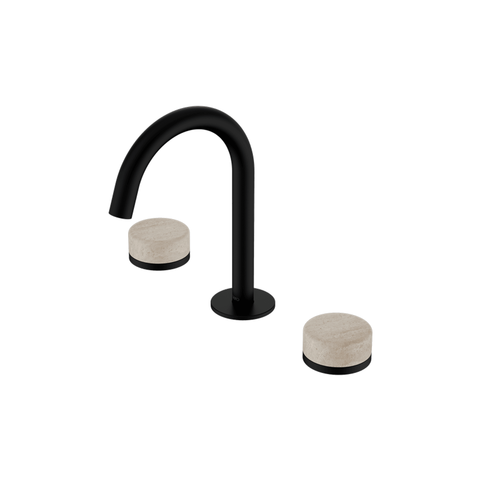 Serenity Basin Set Arc Spout With Rome Travertine Handle Matte Black gallery detail image
