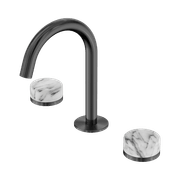 Serenity Basin Set Arc Spout With Arabescato Corchia Handle Gun Metal gallery detail image