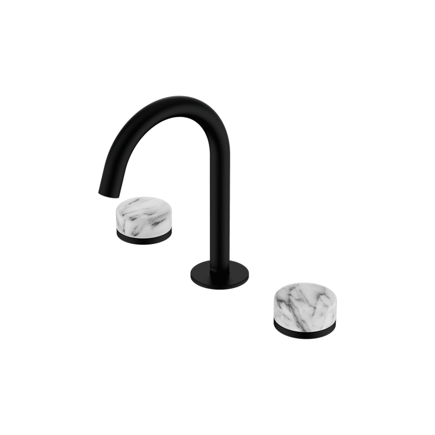 Serenity Basin Set Arc Spout With Arabescato Corchia Handle Matte Black gallery detail image