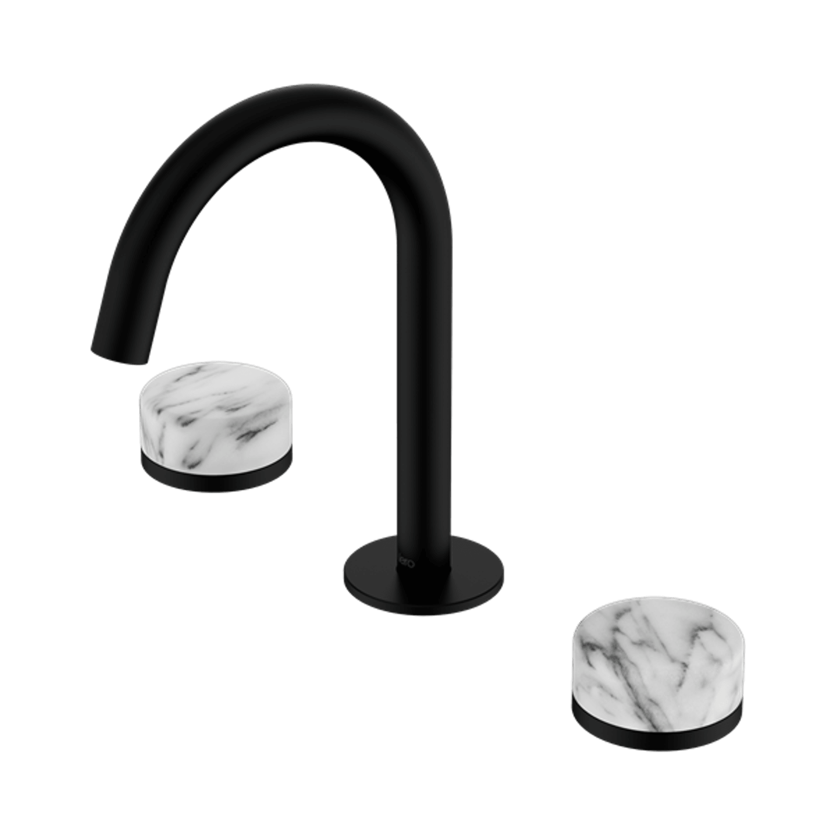 Serenity Basin Set Arc Spout With Arabescato Corchia Handle Matte Black gallery detail image