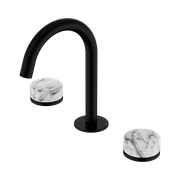 Serenity Basin Set Arc Spout With Arabescato Corchia Handle Matte Black gallery detail image