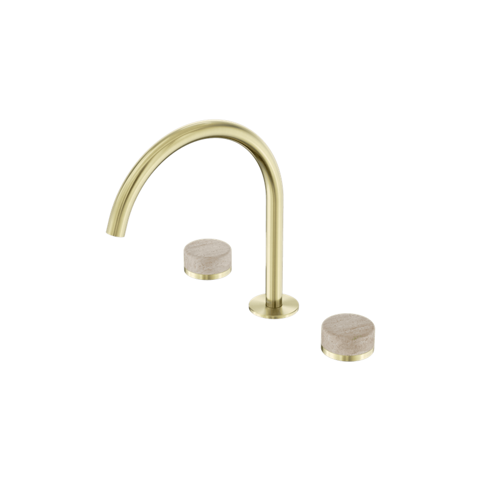 Serenity Bath/Kitchen Set Arc Spout With Rome Travertine Handle Brushed Gold gallery detail image