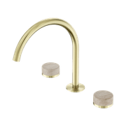 Serenity Bath/Kitchen Set Arc Spout With Rome Travertine Handle Brushed Gold gallery detail image