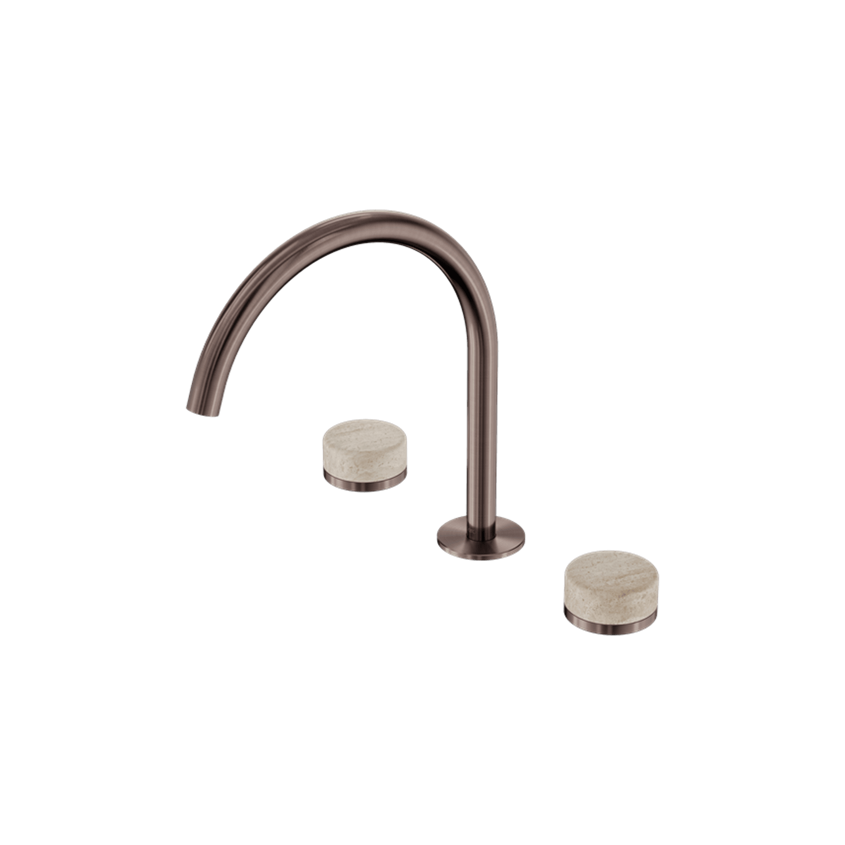 Serenity Bath/Kitchen Set Arc Spout With Rome Travertine Handle Brushed Bronze gallery detail image