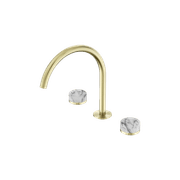 Serenity Bath/Kitchen Set Arc Spout With Arabescato Corchia Handle Brushed Gold gallery detail image