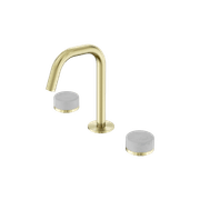 Serenity Basin Set Edge Spout With Carrara Handle Brushed Gold gallery detail image