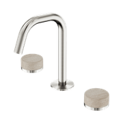 Serenity Basin Set Edge Spout With Rome Travertine Handle Brushed Nickel gallery detail image