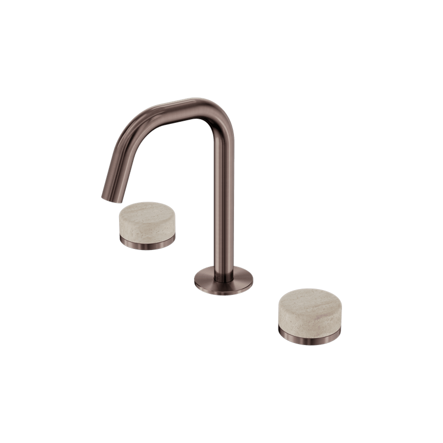 Serenity Basin Set Edge Spout With Rome Travertine Handle Brushed Bronze gallery detail image