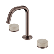 Serenity Basin Set Edge Spout With Rome Travertine Handle Brushed Bronze gallery detail image