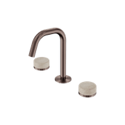 Serenity Basin Set Edge Spout With Rome Travertine Handle Brushed Bronze gallery detail image