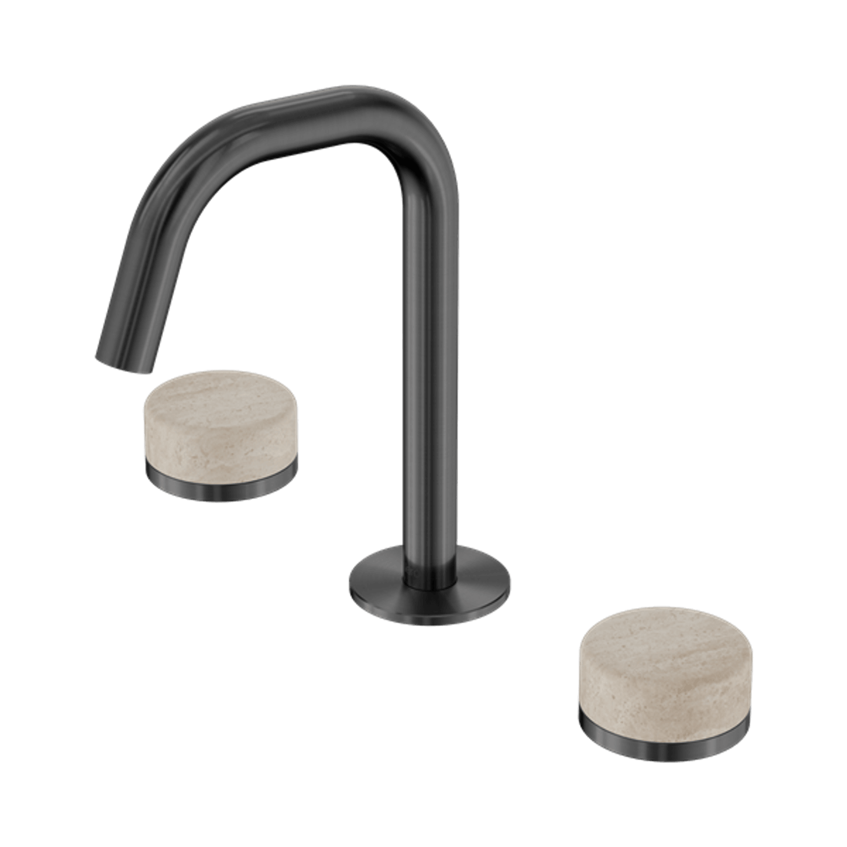 Serenity Basin Set Edge Spout With Rome Travertine Handle Gun Metal gallery detail image