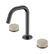 Serenity Basin Set Edge Spout With Rome Travertine Handle Gun Metal gallery detail image