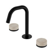 Serenity Basin Set Edge Spout With Rome Travertine Handle Matte Black gallery detail image
