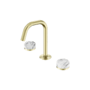 Serenity Basin Set Edge Spout With Arabescato Corchia Handle Brushed Gold gallery detail image