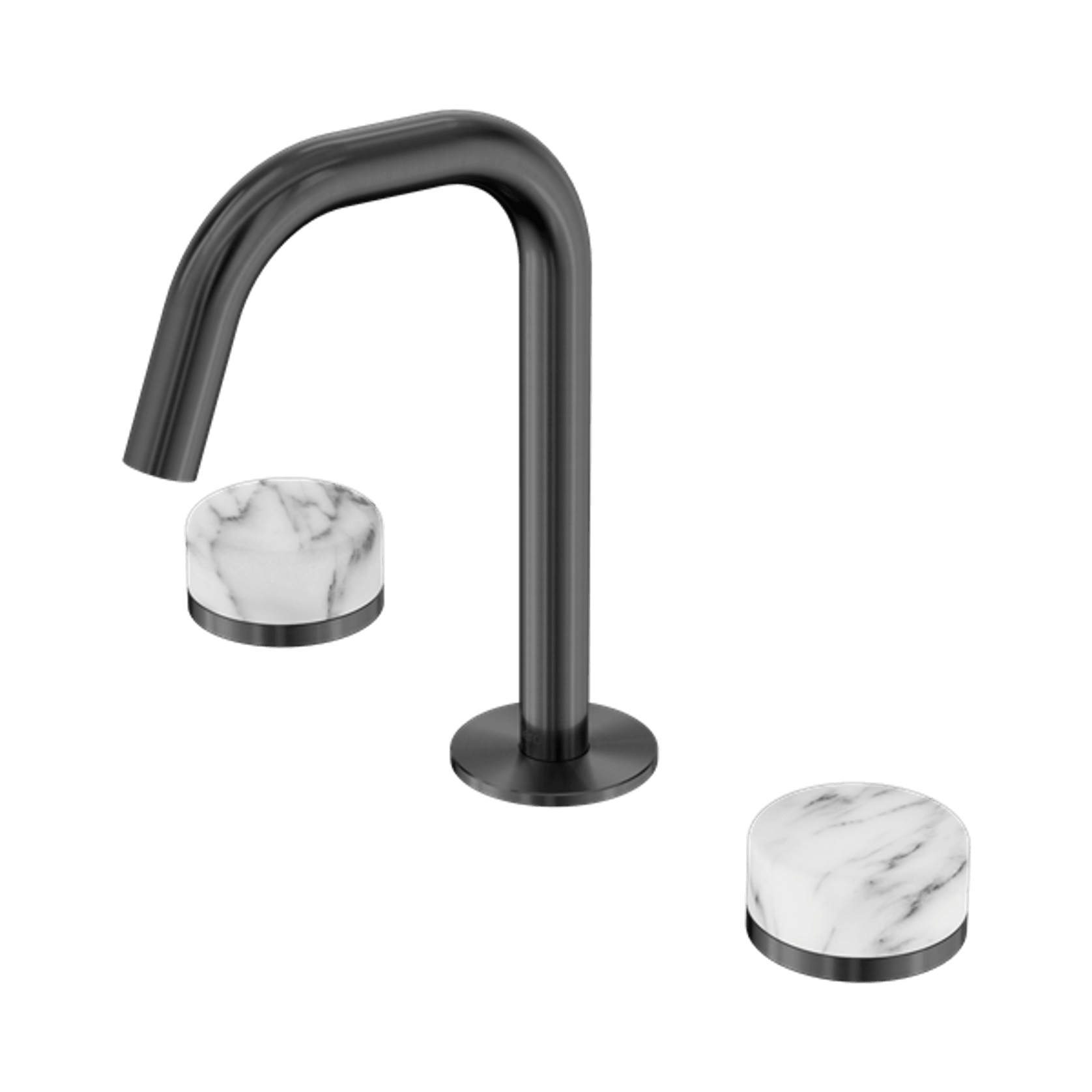 Serenity Basin Set Edge Spout With Arabescato Corchia Handle Gun Metal gallery detail image