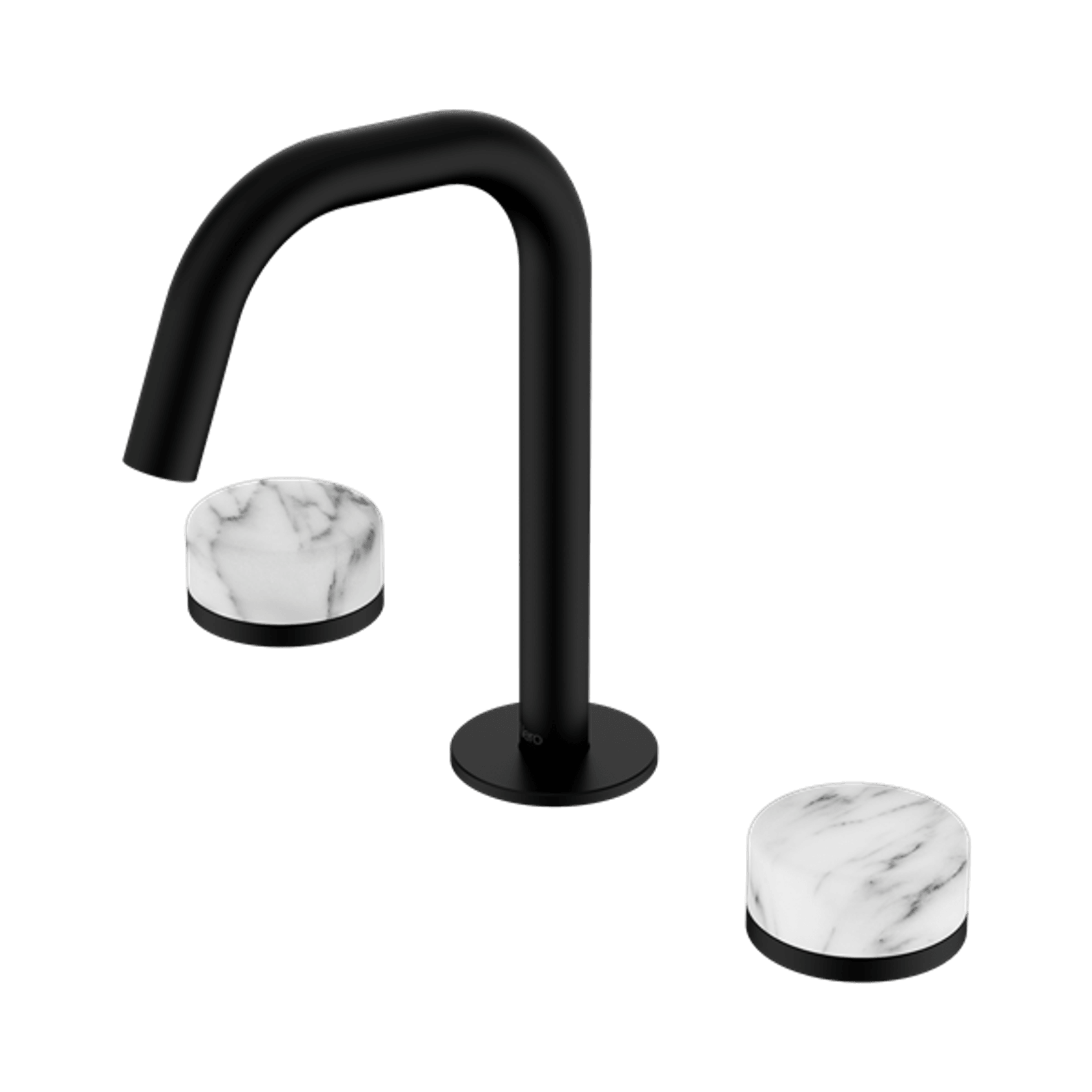 Serenity Basin Set Edge Spout With Arabescato Corchia Handle Matte Black gallery detail image