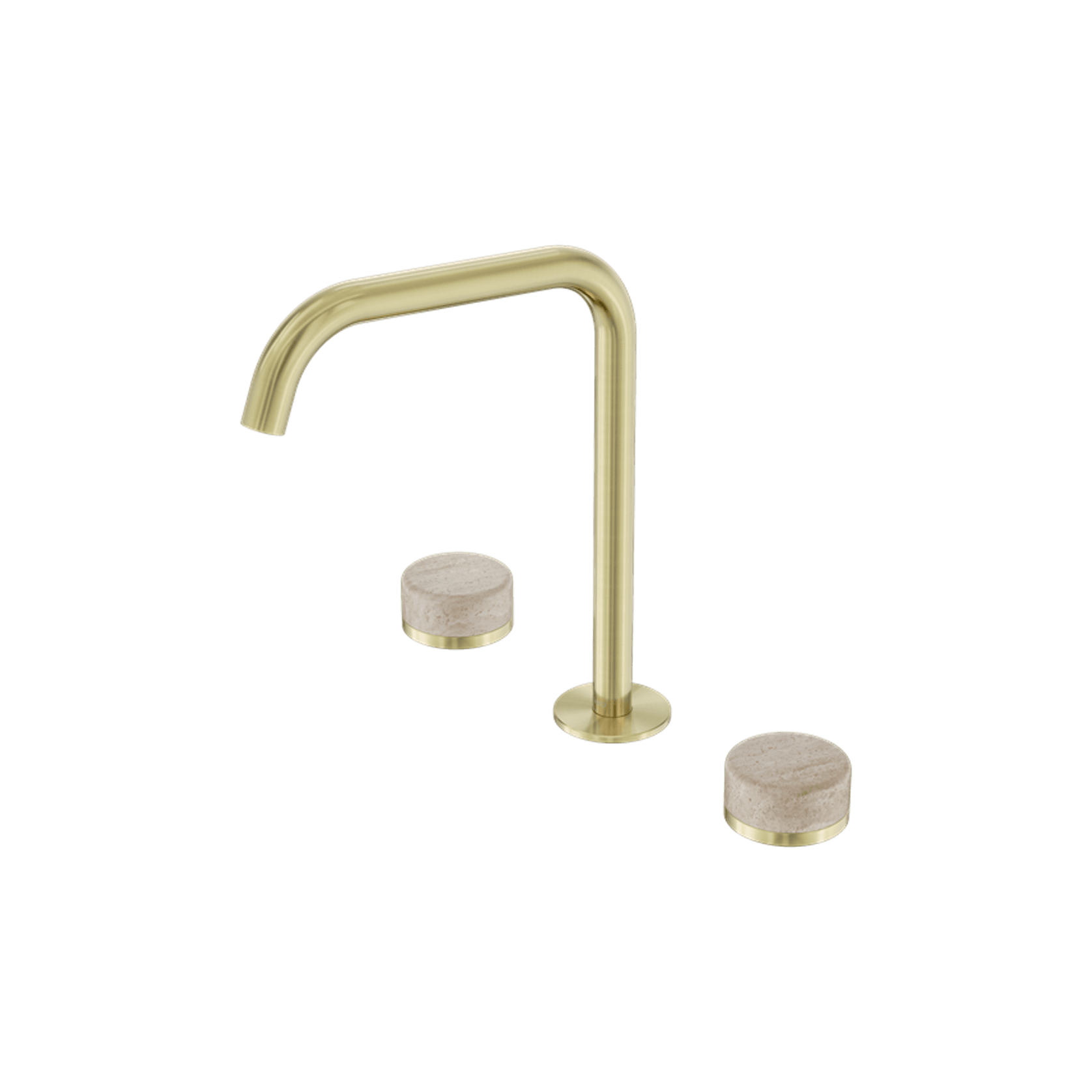 Serenity Bath/Kitchen Set Edge Spout With Rome Travertine Handle Brushed Gold gallery detail image