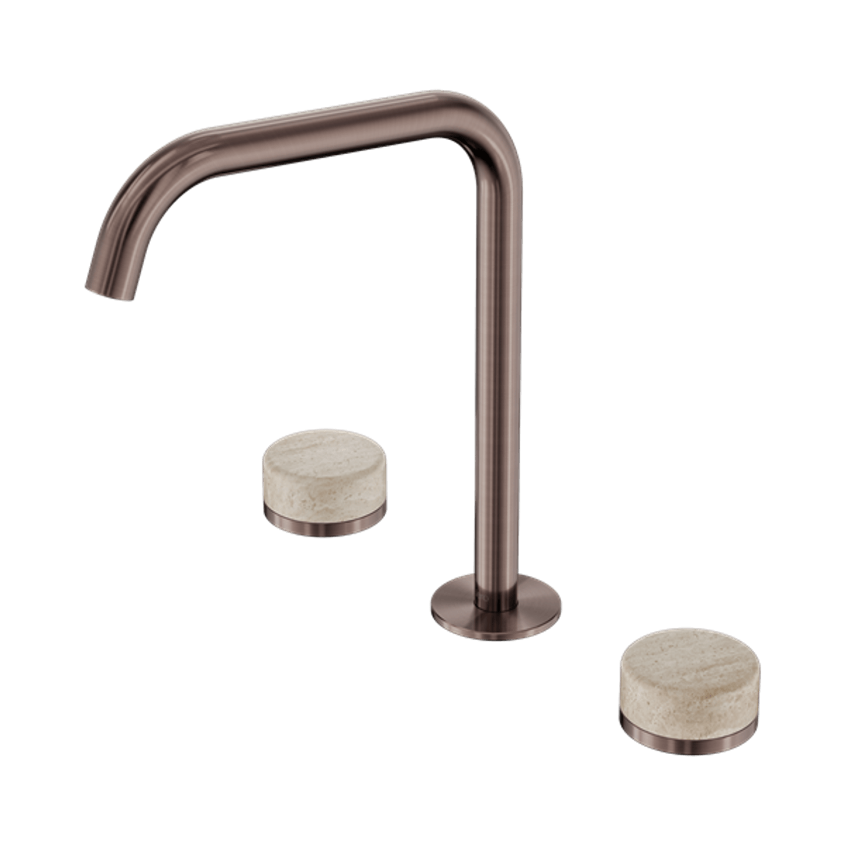 Serenity Bath/Kitchen Set Edge Spout With Rome Travertine Handle Brushed Bronze gallery detail image