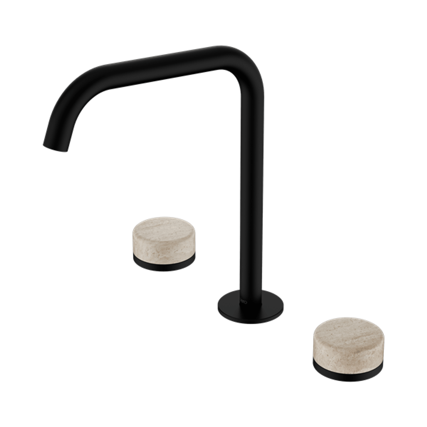 Serenity Bath/Kitchen Set Edge Spout With Rome Travertine Handle Matte Black gallery detail image