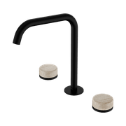 Serenity Bath/Kitchen Set Edge Spout With Rome Travertine Handle Matte Black gallery detail image