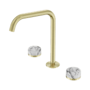 Serenity Bath/Kitchen Set Edge Spout With Arabescato Corchia Handle Brushed Gold gallery detail image