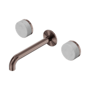 Serenity Wall Basin Set 185mm Spout With Carrara Handle Brushed Bronze gallery detail image