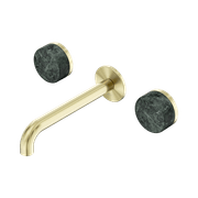 Serenity Wall Basin Set 185mm Spout With Verde Alpi Handle Brushed Gold gallery detail image