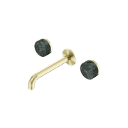 Serenity Wall Basin Set 185mm Spout With Verde Alpi Handle Brushed Gold gallery detail image