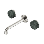 Serenity Wall Basin Set 185mm Spout With Verde Alpi Handle Brushed Nickel gallery detail image