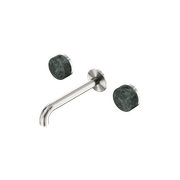 Serenity Wall Basin Set 220mm Spout With Verde Alpi Handle Brushed Nickel gallery detail image