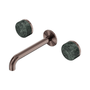 Serenity Wall Basin Set 220mm Spout With Verde Alpi Handle Brushed Bronze gallery detail image