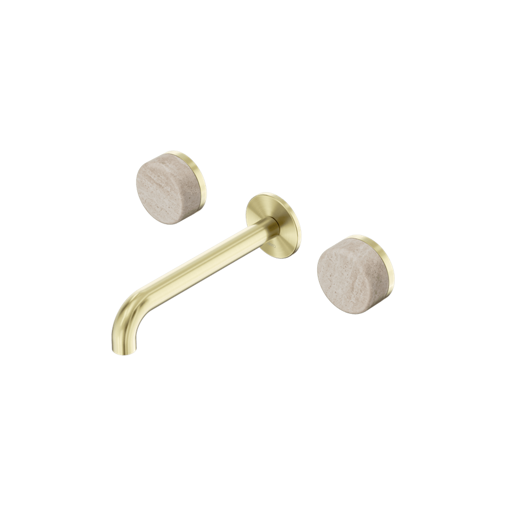 Serenity Wall Basin Set 160mm Spout With Rome Travertine Handle Brushed Gold gallery detail image