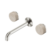 Serenity Wall Basin Set 160mm Spout With Rome Travertine Handle Brushed Nickel gallery detail image
