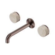 Serenity Wall Basin Set 220mm Spout With Rome Travertine Handle Brushed Bronze gallery detail image