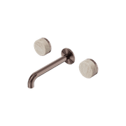 Serenity Wall Basin Set 220mm Spout With Rome Travertine Handle Brushed Bronze gallery detail image