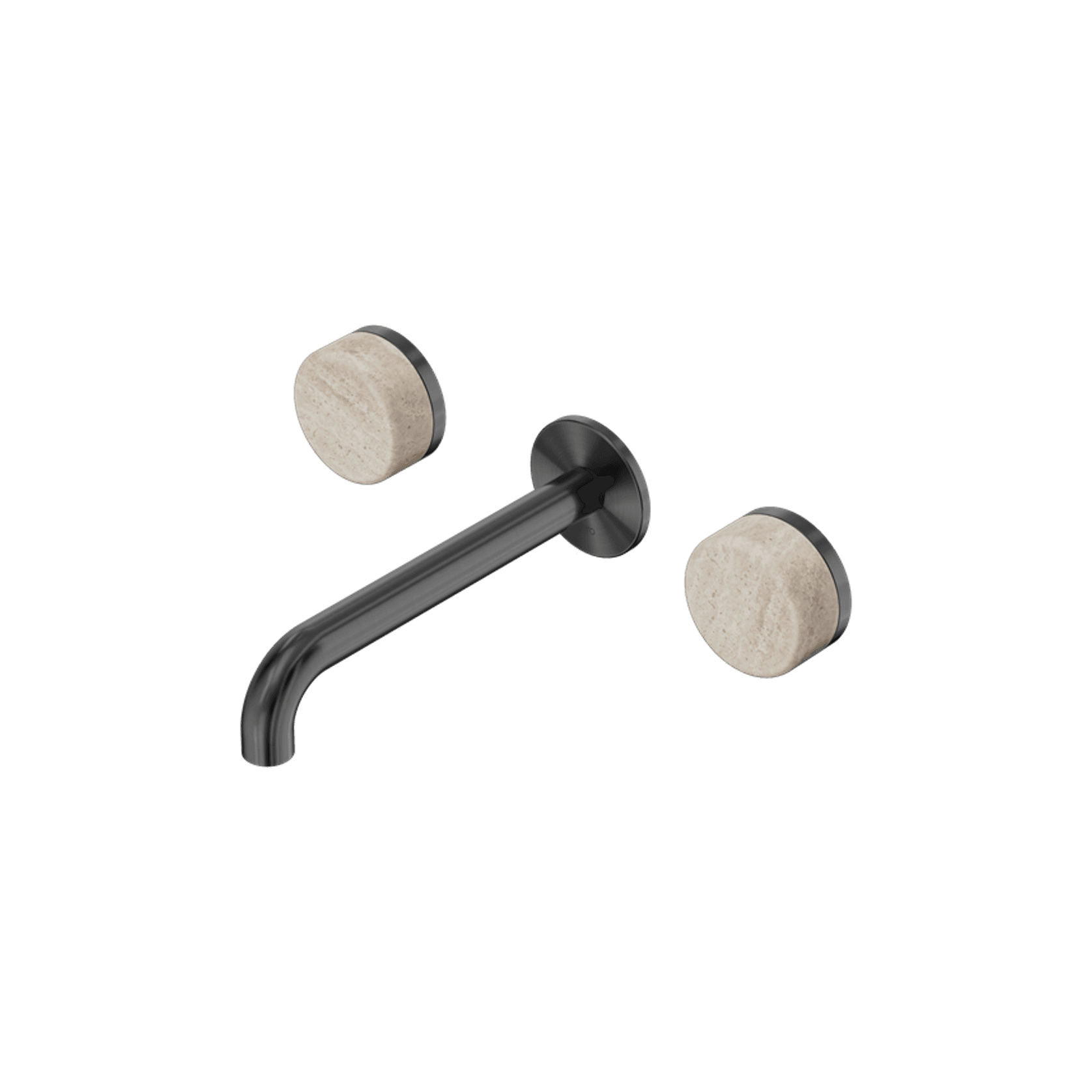 Serenity Wall Basin Set 220mm Spout With Rome Travertine Handle Gun Metal gallery detail image