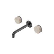 Serenity Wall Basin Set 220mm Spout With Rome Travertine Handle Gun Metal gallery detail image