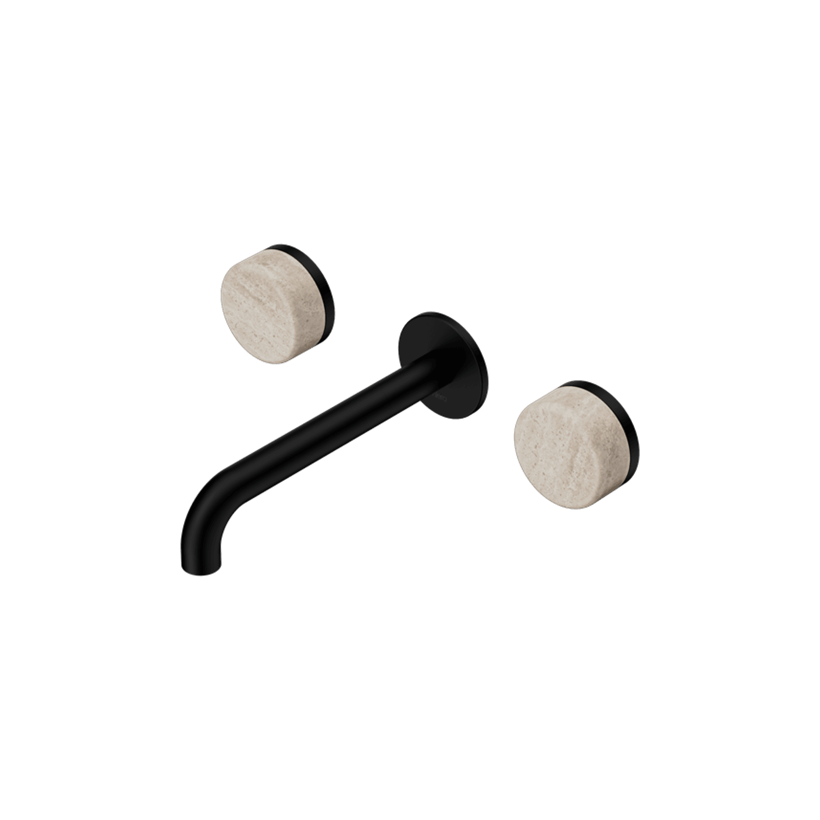 Serenity Wall Basin Set 220mm Spout With Rome Travertine Handle Matte Black gallery detail image