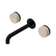 Serenity Wall Basin Set 160mm Spout With Rome Travertine Handle Matte Black gallery detail image