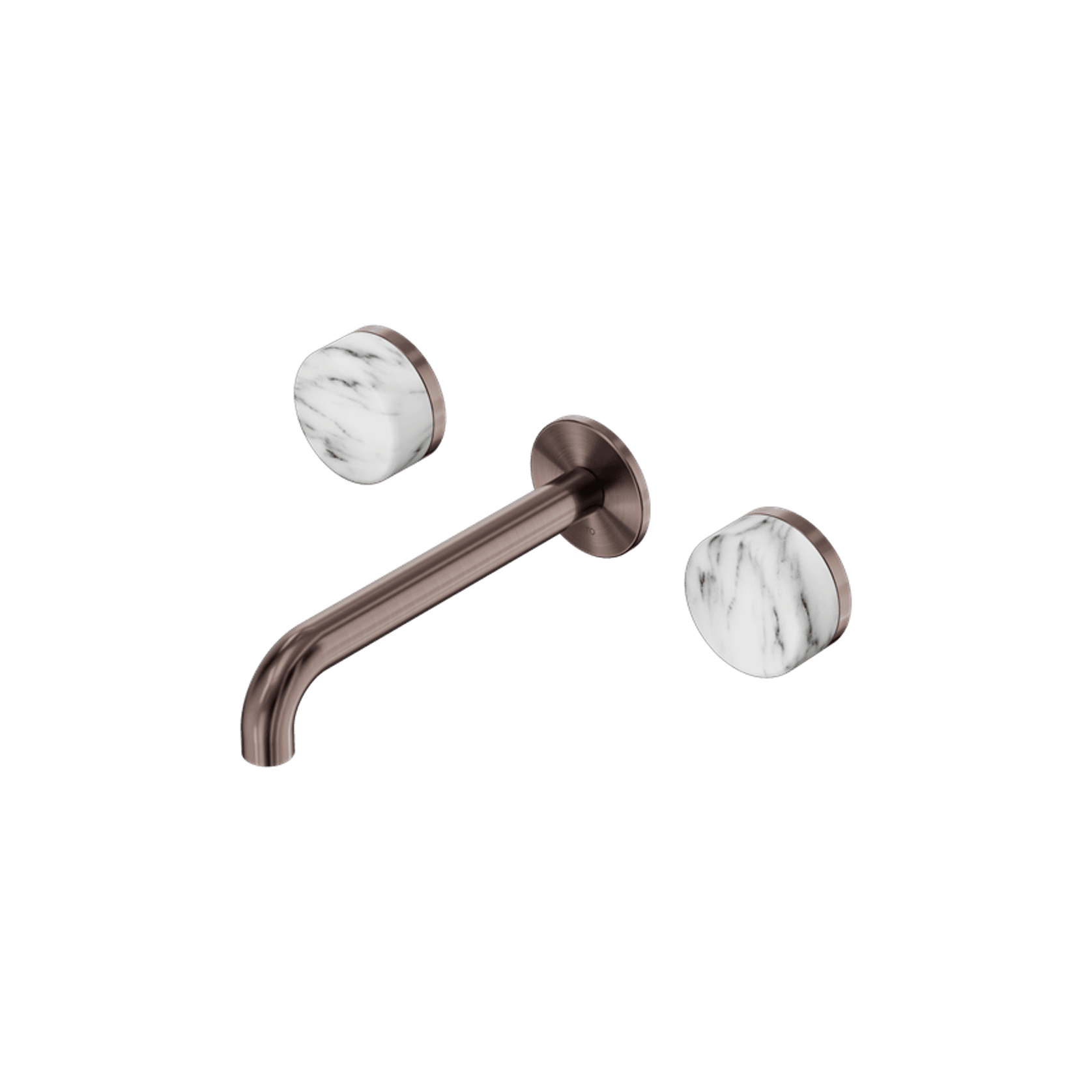 Serenity Wall Basin Set 185mm Spout With Arabescato Corchia Handle Brushed Bronze gallery detail image